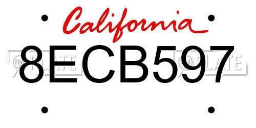 8ECB597 California License Plate