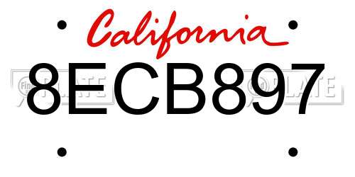 8ECB897 California License Plate