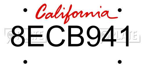 8ECB941 California License Plate