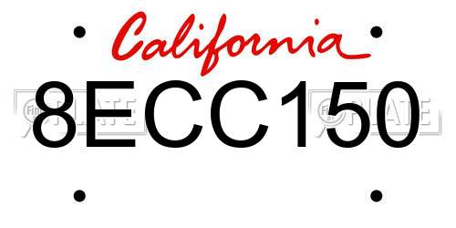 8ECC150 California License Plate