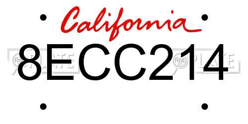 8ECC214 California License Plate