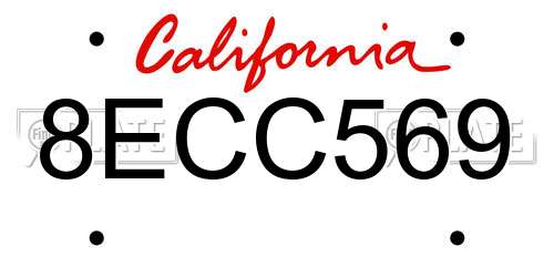 8ECC569 California License Plate