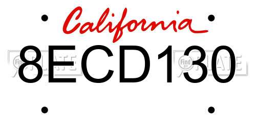8ECD130 California License Plate