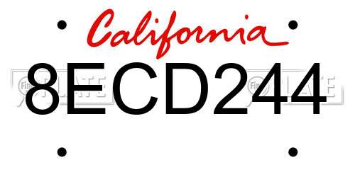 8ECD244 California License Plate