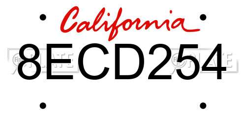 8ECD254 California License Plate