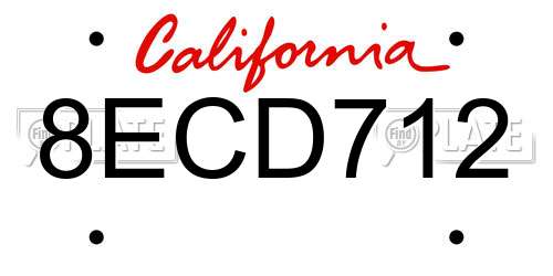 8ECD712 California License Plate