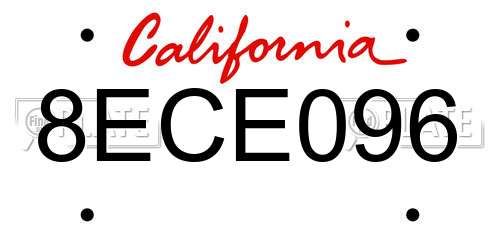 8ECE096 California License Plate