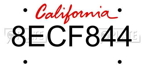 8ECF844 California License Plate