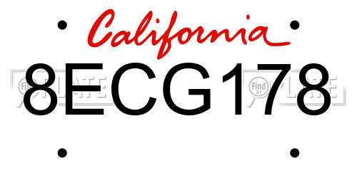 8ECG178 California License Plate