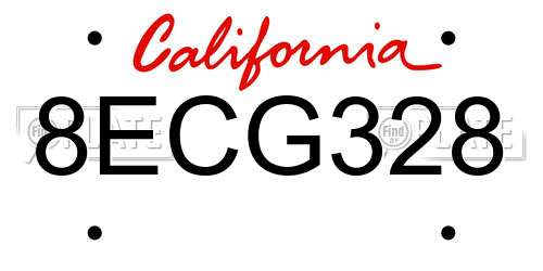 8ECG328 California License Plate