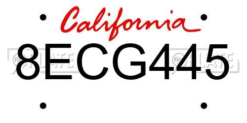 8ECG445 California License Plate