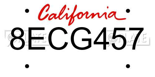 8ECG457 California License Plate