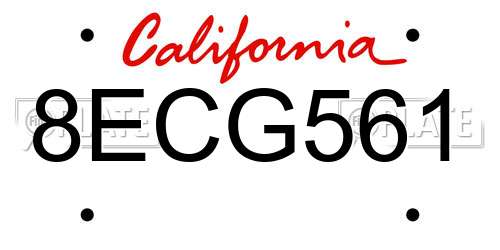 8ECG561 California License Plate