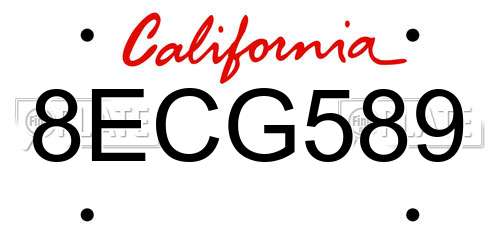 8ECG589 California License Plate