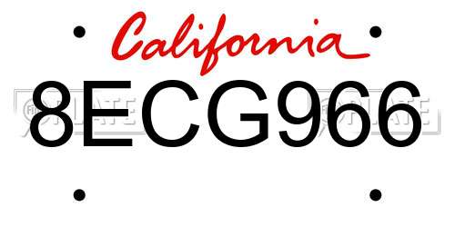 8ECG966 California License Plate