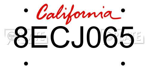 8ECJ065 California License Plate