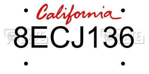8ECJ136 California License Plate