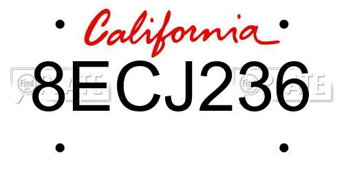 8ECJ236 California License Plate