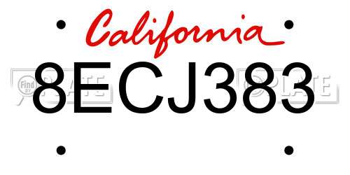 8ECJ383 California License Plate