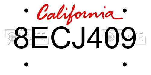 8ECJ409 California License Plate