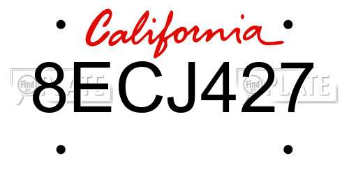 8ECJ427 California License Plate