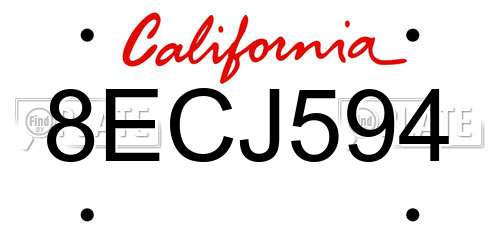 8ECJ594 California License Plate