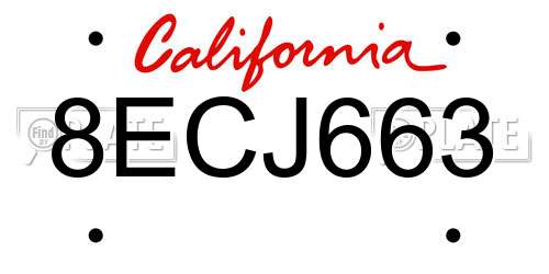 8ECJ663 California License Plate