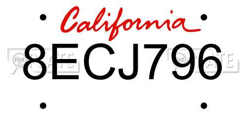 8ECJ796 California License Plate