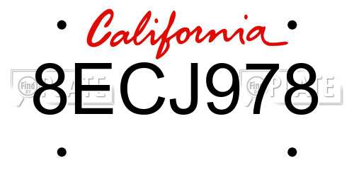 8ECJ978 California License Plate