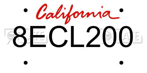 8ECL200 California License Plate