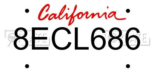 8ECL686 California License Plate