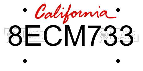 8ECM733 California License Plate