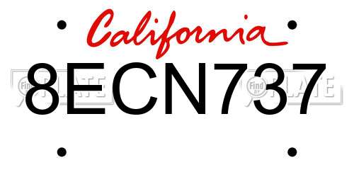 8ECN737 California License Plate