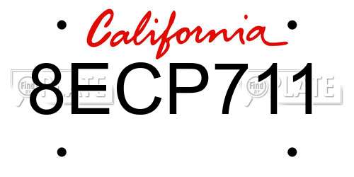8ECP711 California License Plate