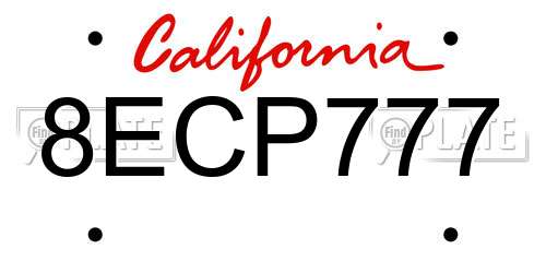 8ECP777 California License Plate