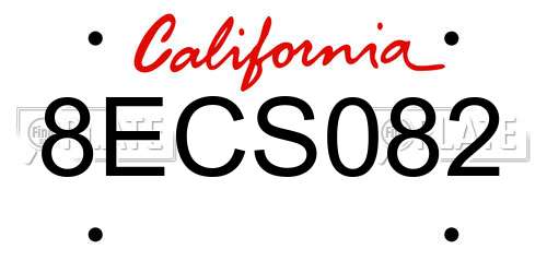 8ECS082 California License Plate