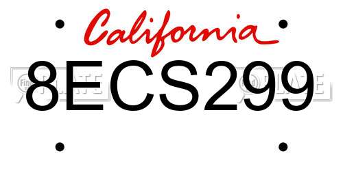 8ECS299 California License Plate