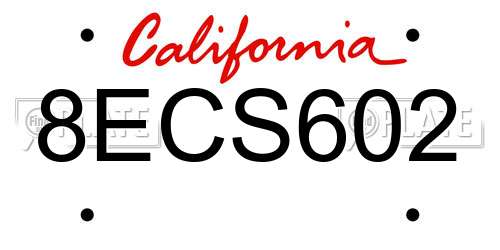 8ECS602 California License Plate