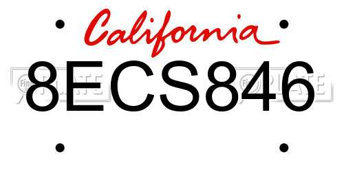 8ECS846 California License Plate