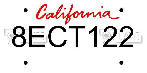 8ECT122 California License Plate