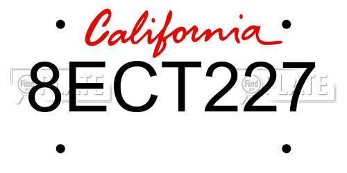 8ECT227 California License Plate