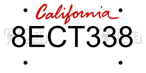 8ECT338 California License Plate