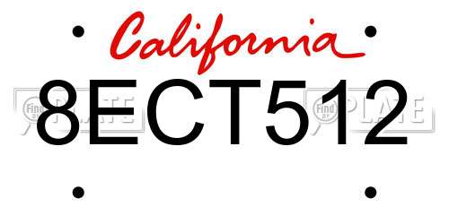 8ECT512 California License Plate