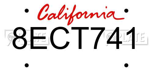 8ECT741 California License Plate