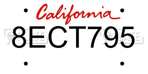 8ECT795 California License Plate