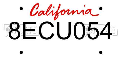 8ECU054 California License Plate