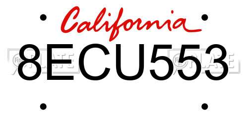 8ECU553 California License Plate