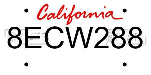 8ECW288 California License Plate