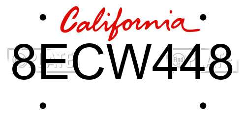 8ECW448 California License Plate