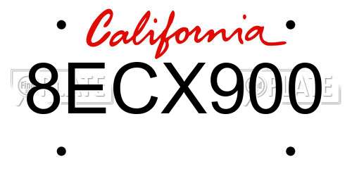 8ECX900 California License Plate